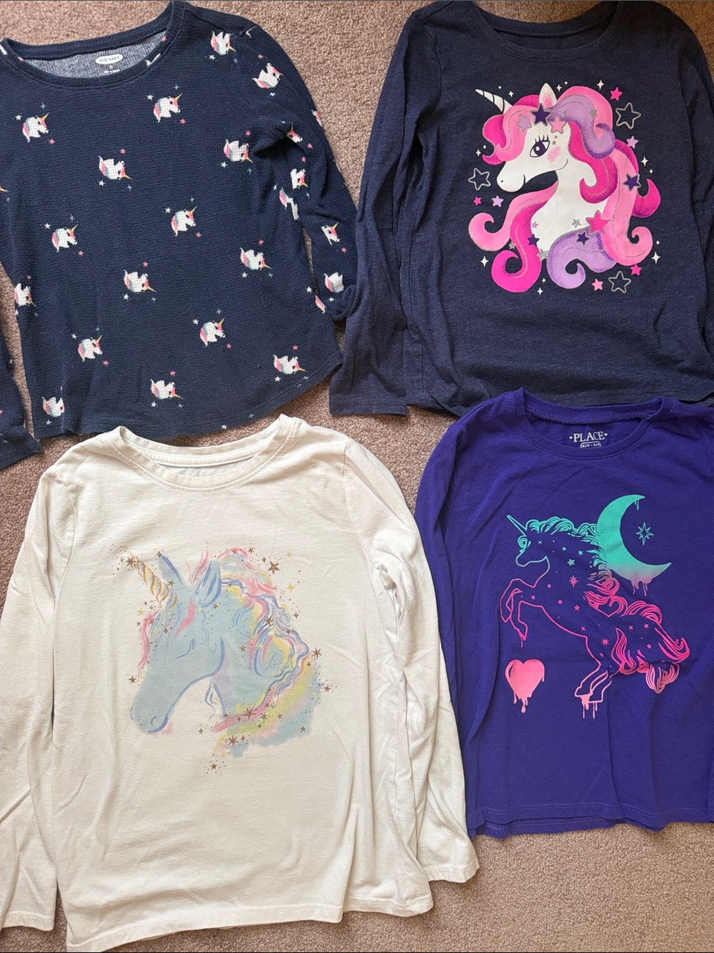 Girls Long Sleeve Unicorn T-shirts